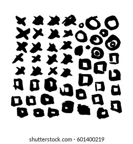 Hand Drawn Grunge Brush Elements. Vector Illustration of Paint Stain Textures.