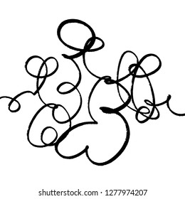 Hand drawn grunge brush scribble sketch line object isolated on white background