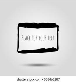 Hand drawn grunge brush square isolated on grey background, frames for text or quote.