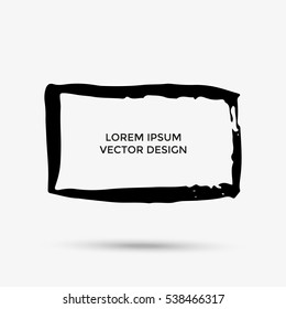 Hand drawn grunge brush square isolated on grey background, frames for text or quote.