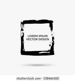 Hand drawn grunge brush square isolated on grey background, frames for text or quote.