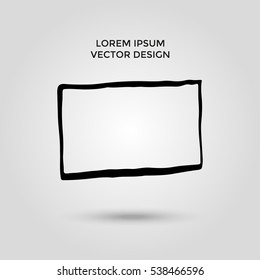 Hand drawn grunge brush square isolated on grey background, frames for text or quote.