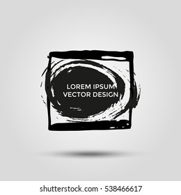 Hand drawn grunge brush square isolated on grey background, frames for text or quote.