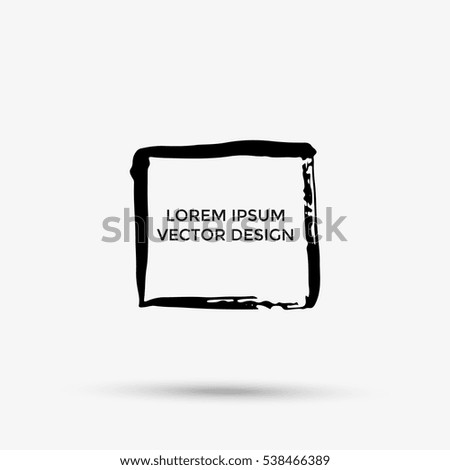 Hand drawn grunge brush square isolated on grey background, frames for text or quote.