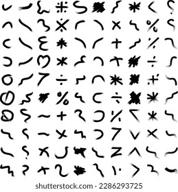 Hand Drawn Grunge Brush Stroke Shapes Ring Circle sketch Abstract line Set 100