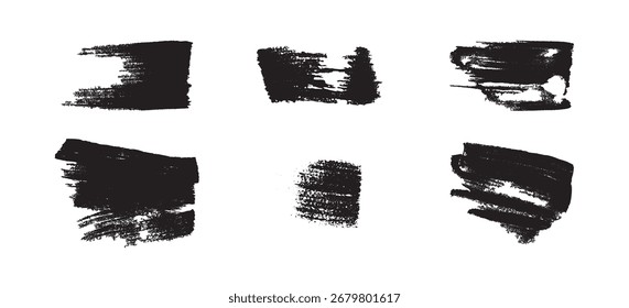 Grunge dibujado a mano y trazo de pincel. Colección de líneas pintadas a mano. Vectores con textura de pincel Grunge negro. Ilustración vectorial.