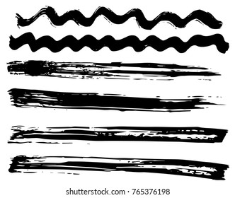 Hand drawn grunge brush strokes. Vector, isolated