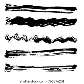 Hand drawn grunge brush strokes. Vector, isolated