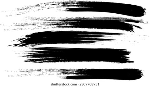 Hand Drawn Grunge Brush vector, Set of Hand Drawn Grunge Brush Smears, Black vector brush strokes collection. Black paint spots vector