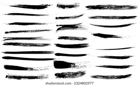 Hand Drawn Grunge Brush vector, Set of Hand Drawn Grunge Brush Smears, Black vector brush strokes collection. Black paint spots vector for design
