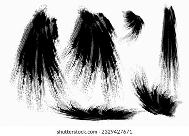 Hand Drawn Grunge Brush vector, Set of Hand Drawn Grunge Brush Smears, Black vector brush strokes collection. Black paint spots vector for design vector