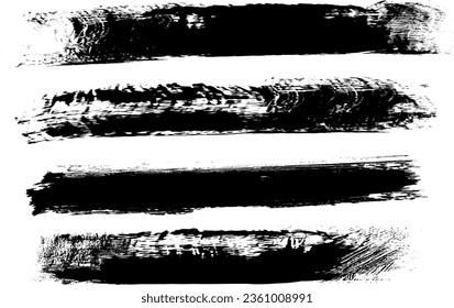 Hand Drawn Grunge Brush vector, Set of Hand Drawn Grunge Brush Smears, Black vector brush strokes collection. Black paint spots vector for design,