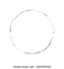 Hand drawn grunge brushed ring texture. Distress label, logo design aged element. Aging circle edge border or frame. EPS10 vector.