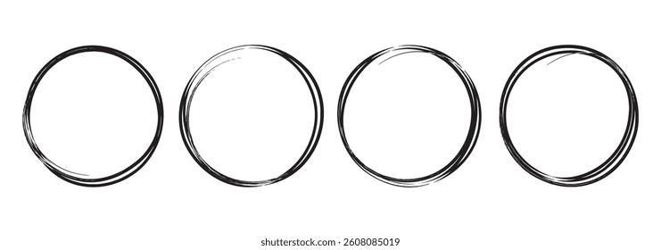 Hand drawn grunge circle brush strokes