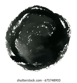 Hand drawn grunge circle ink watercolor banner frame vector illustration
