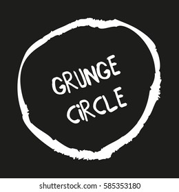 Hand drawn grunge circles. Abstract textured chalk elements. Ornamental round doodle shapes. Graphic design element on black background. Hand painted frames with pastel crayons. Vector illustration.