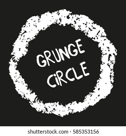 Hand drawn grunge circles. Hand painted frames with pastel crayons. Graphic design element on black background. Abstract textured chalk elements. Ornamental round doodle shapes. Vector illustration.