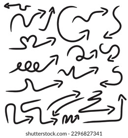Hand drawn a grunge collection set of arrows,doodle arrows,vector illustration eps10 