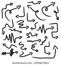 Hand drawn a grunge collection set of doodle arrows,vector illustration eps10 
