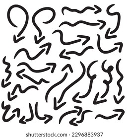 Conjunto de flechas de la colección de grunge dibujado a mano aisladas en fondo blanco,eps10 de la ilustración vectorial 
