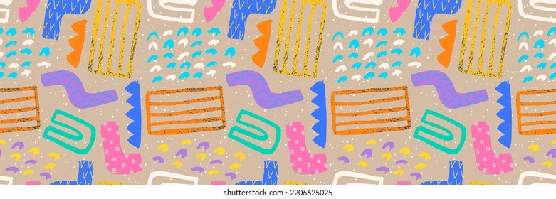 Patrón de garrapatas grunge dibujado a mano. Ornamentos abstractos. Papel tapiz de garabatos. Fondo con elementos y formas abstractas y modernas.