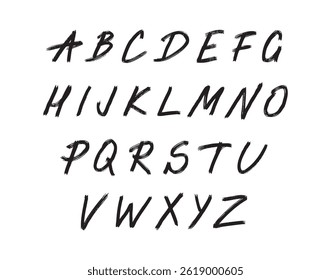 hand drawn grunge english alphabet. abc font brush stroke chalk. Vector illustration
