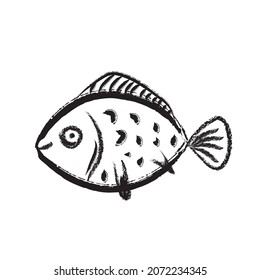 Peces grundos dibujados a mano aislados en blanco