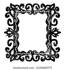 Hand drawn grunge floral frame