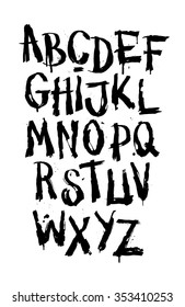 Hand drawn grunge font. Detailed vector alphabet