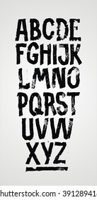 Hand drawn grunge font. Detailed vector alphabet