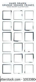 Hand Drawn Grunge Frame Illustrations. Collection of Vintage, Retro and Grungy Framework Vectors.
