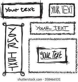 Hand drawn grunge frame with space for text. Ink smears.