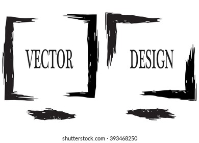 Hand drawn grunge frame with space for text and brush stroke on a white background. Vector Art