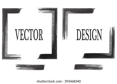 Hand drawn grunge frame with space for text and brush stroke on a white background. Vector art