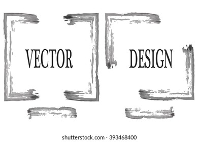 Hand drawn grunge frame with space for text and brush stroke on a white background. Vector art
