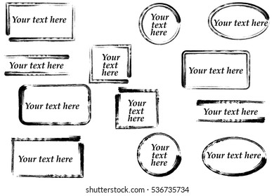 Hand drawn grunge frame with space for text. Ink smears.