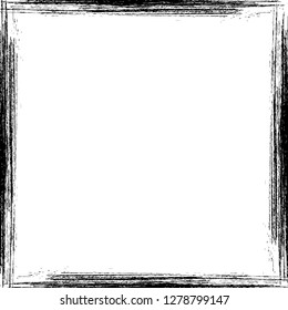 Hand Drawn Grunge Frame. Square Vintage Frame.  Textured Border With Copy Space For Social Media Story Or Post Layout. Easy To Edit Vector Template For Your Design. 