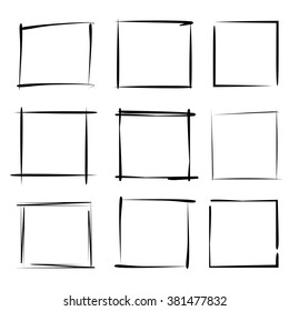 hand drawn grunge frames, borders