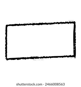 Hand drawn grunge geometric frame in rectangle shape. Abstract geometric figure.