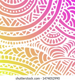 Hand drawn grunge gradient texture. Artistic illustration of rough graphic pattern, ethnic abstract lines, tribal ink symbols. Vector image
