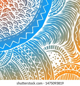 Hand drawn grunge gradient texture. Artistic illustration of rough graphic pattern, ethnic abstract lines, tribal ink symbols. Vector image