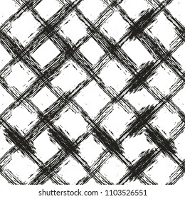 Hand drawn grunge grid seamless pattern