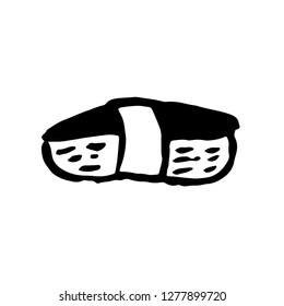 Hand drawn grunge ink brush susi. Japanese kitchen modern vector illustration.