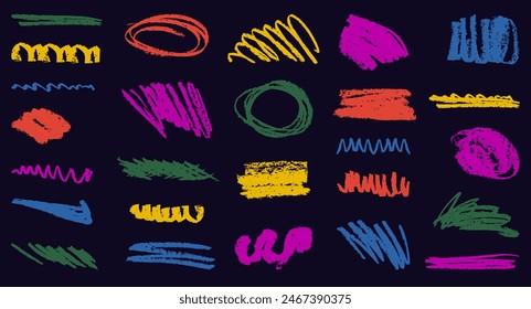 Pinceladas y líneas de pincel de tinta grunge dibujadas a mano, líneas de pincel creativas con bordes ásperos. Bordes Abstractas de línea de garabatos a mano alzada.