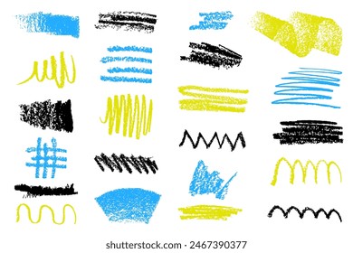 Hand drawn grunge ink brush strokes and lines, creative brush lines with rough edges. Abstract freehand doodle line borders.