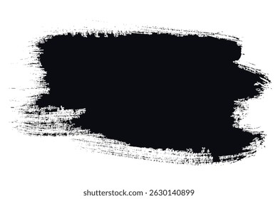 Traço De Textura De Pincel De Tinta Grunge Desenhado À Mão Em Cor Preta. Linha de pincel abstrato criativo com bordas ásperas. Mancha para cenários. Bordas de linha de doodle à mão livre. Manchas pretas