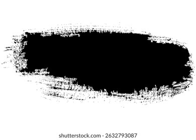 Traço de pincel de tinta grunge desenhado à mão. Textura decorativa sobre fundo branco. Linha de pincel abstrato criativo com bordas ásperas. Mancha para cenários. Bordas de linha de doodle à mão livre. Manchas pretas