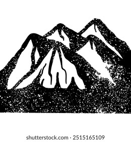 Hand drawn grunge mountain in black ink