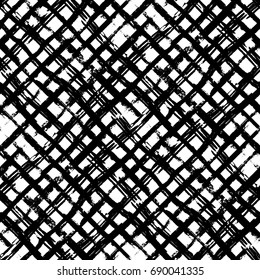 Hand drawn grunge net on white, seamless pattern