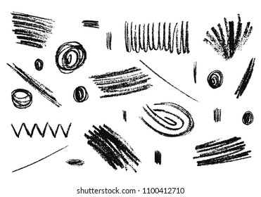 Hand drawn grunge pencil texture. Set of vector charcoal elements.